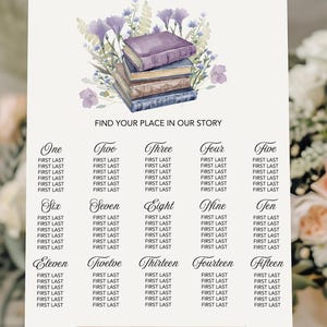 Wedding Seating Chart Template Printable, Book Seating Chart, Book Themed Seating Charts, Seating Chart Canva Template