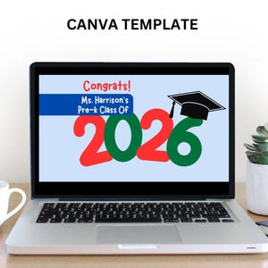 PreK Graduation Slideshow Template, Kindergarten Slideshow Canva, Preschool Slideshow, Graduation Slideshow Template, Canva Multiple Student