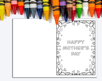 Coloring Card Kids, Printable Mothers Day Crafts For Kids, Mothers Day Printable, Happy Mothers Day Card, Mothers Day Card