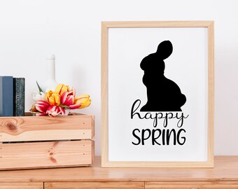 Happy Spring with Bunny SVG and AI Cut Files