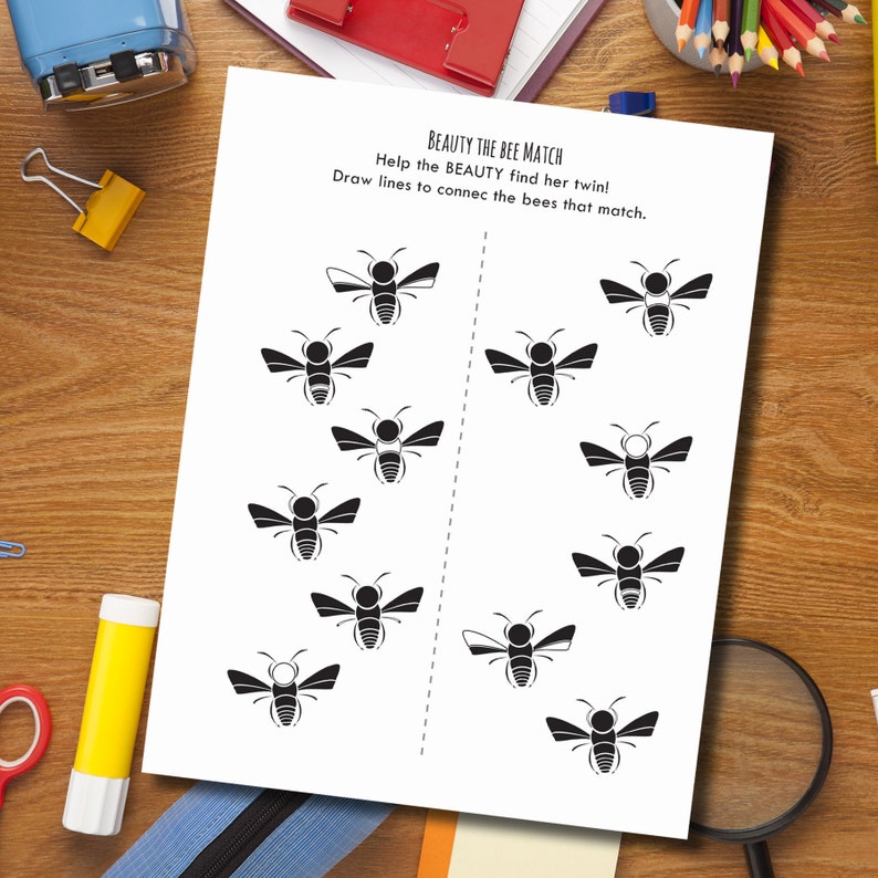 Childrens Bumble Bee Print at Home Activity Sheets. Set of | Etsy