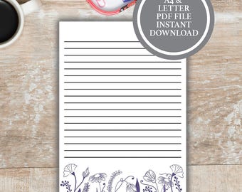Printable Stationary Paper, Pretty Stationery, Floral writing paper printable, Stationery Paper Downloads, Floral Stationery Printables