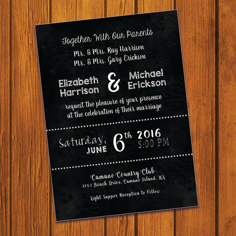 Black Chalkboard Invitation / Chalkboard Wedding Suite