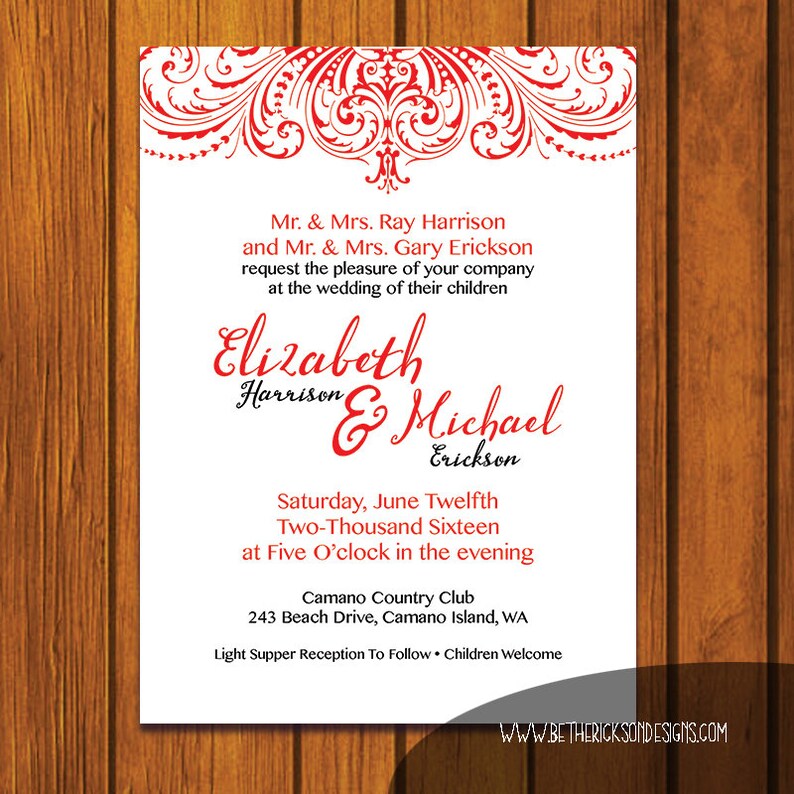 Formal Wedding Invitation / Red and White Wedding Suite