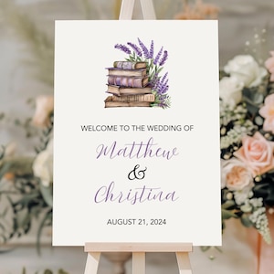 Buch Hochzeit Willkommensschild, Buch-Themen-Hochzeits-Dekoration, Hochzeit Willkommensschild Vorlage Canva, Willkommensschild Hochzeitsvorlage,