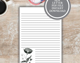 Pretty Stationery, Floral writing paper printable, Printable Stationary Paper, Stationery Paper Downloads, Floral Stationery Printables