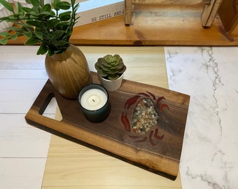 Charcuterie Cheese Board, Butter Board, Live Edge, Solid Wood, King Crab, Beach House Decor