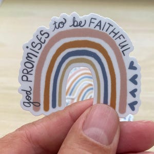 Adesivi per bottiglie d'acqua cristiane, adesivi arcobaleno pastello, adesivi cristiani, Dio è fedele, adesivi con citazioni della Bibbia, adesivi con promesse di Dio