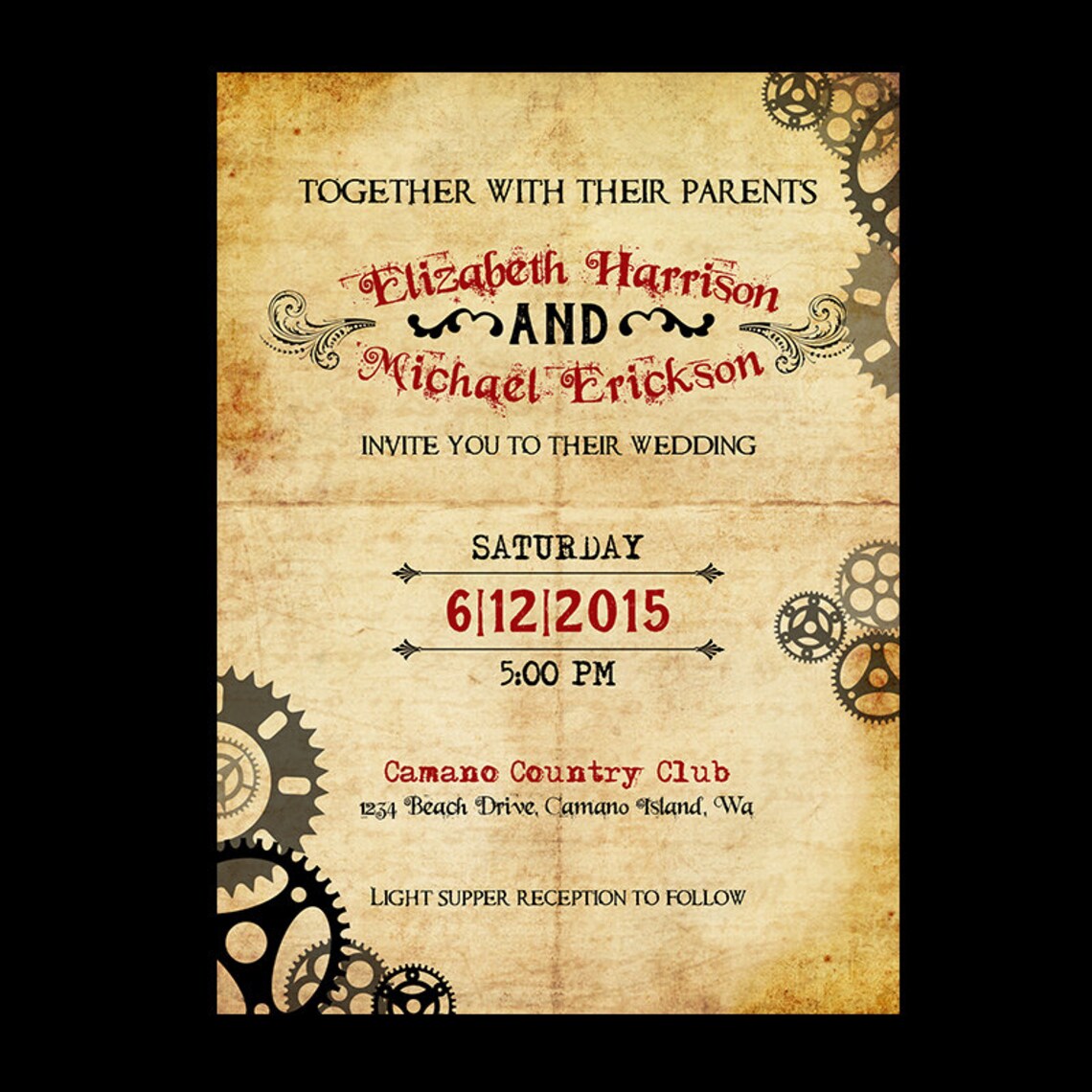 Steampunk Wedding Invitation / Steampunk Wedding Suite / Etsy