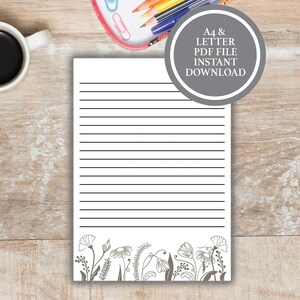 Wildflower Stationary Set, Stationery Paper Downloads, Printable Stationery Paper, Floral Stationery Printable, Letter Writing Stationery