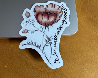 It Is Well With My Soul Magnet, Red Poppy Christian Art, Faith Based Encouragement Gift, Inspirational Scripture Magnet