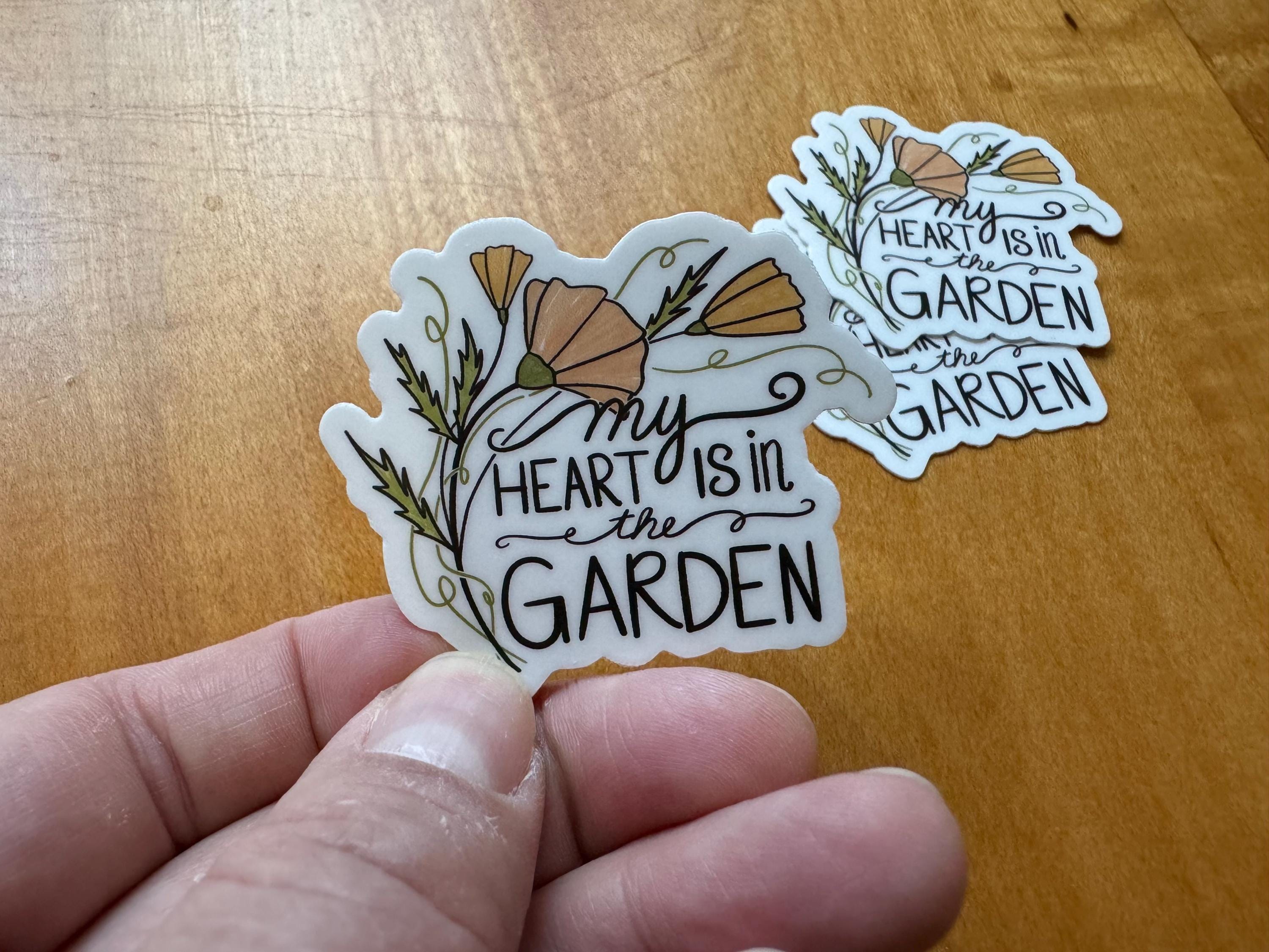 Garden Lover Gift, Gardening Stickers, Garden Sticker, My Heart is in the Garden, Gardening Sticker Pack, Waterproof Water Bottle Stickers