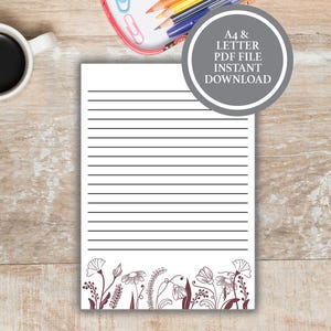 Wildflower Stationary Set, Printable Stationery Paper, Stationery Paper Downloads, Floral Stationery Printable, Letter Writing Stationery