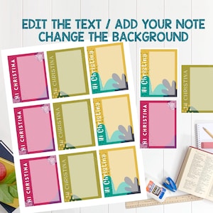 Lunch Box Notes Printable, Lunch Box Notes For Girls, Lunch Box Notes for Kids, Canva Template Lunch Box Notes, Editable Lunch Box Notes