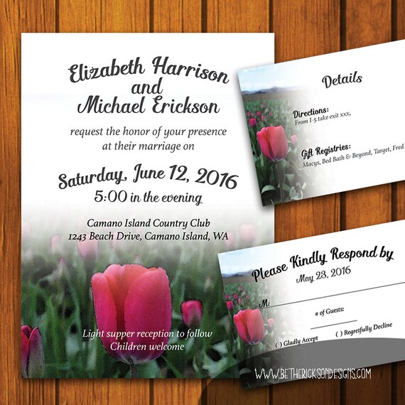 Garden Wedding Invitation Backyard Wedding Suite Tulip Etsy