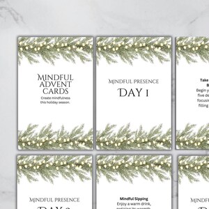 Calendario dell'avvento consapevole, biglietti stampabili per l'avvento, biglietti dell'avvento 4x6, calendario dell'avvento per adulti, calendario dell'avvento per le donne, sfida consapevole