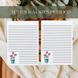 Heart Stationery Download, Printable Stationary Paper, Floral Stationery, Stationery Paper Download, Letter Writing Stationery Printables