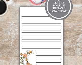 Floral Stationery Printables, Pretty Stationery, Floral writing paper printable, Printable Stationary Paper, Stationery Paper Downloads