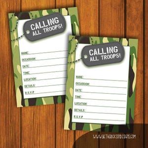 Füllen Sie die leeren Einladungen, Camo Geburtstagseinladung, Printable Party Einladungen, Sofort Download, Jungen Geburtstagseinladung, 5x7