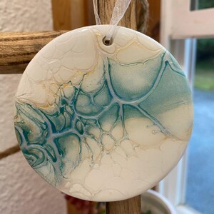 Ceramic Christmas Ornament, Unique Christmas Ornament, One Of A Kind Christmas Ornament, Silver Christmas Ornament, Blue Christmas Ornament