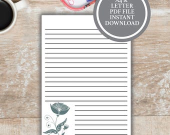 Pretty Stationery, Floral writing paper printable, Printable Stationary Paper, Stationery Paper Downloads, Floral Stationery Printables