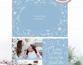 Hochformatige Weihnachtsfotokarte, Religiöse Weihnachtsfotokarte, Christliche Weihnachtskarte mit Foto, Vorlage für eine Foto-Weihnachtskarte, Canva