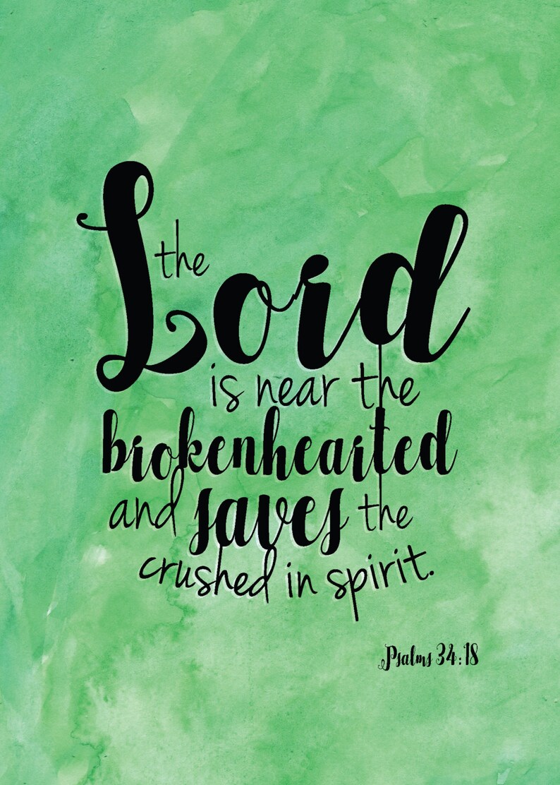 Psalms 3418 Green Watercolor Bible Verse 5x7 Digital File. Etsy