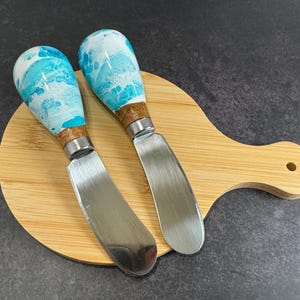 Cheese knife Set of 2, Cheese Knives Cute Handles, Charcuterie Utensils, Charcuterie Accessories, Cheese spreader, Hand Painted Cheese knive