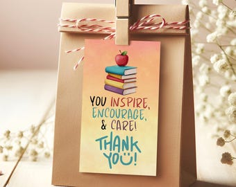 Teacher Gift Tags, End of Year Teacher Gift Tags, Thank You Teacher Tag, Teacher Thank You Tags, Teacher Appreciation Gift Tag