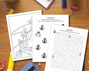 Activity Sheets For Kids, Print At Home Coloring Pages, Kids Activity Sheets, Kids Coloring Sheet, Summer Coloring Pages, Ladybugs
