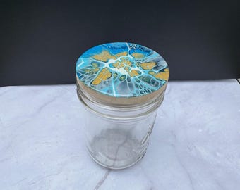 Acrylic Pour Jar Lids, Painted Lids, Decorative Mason Jar Lids, Painted Mason Jar Lid, Wide Mouth Mason Jar lids,  Resin Jar Lid
