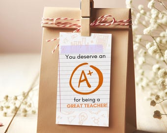 End of Year Teacher Thank You Gift, Teacher Gift Tags, Thank You Teacher Tag, Teacher Thank You Tags, Teacher Appreciation Gift Tag