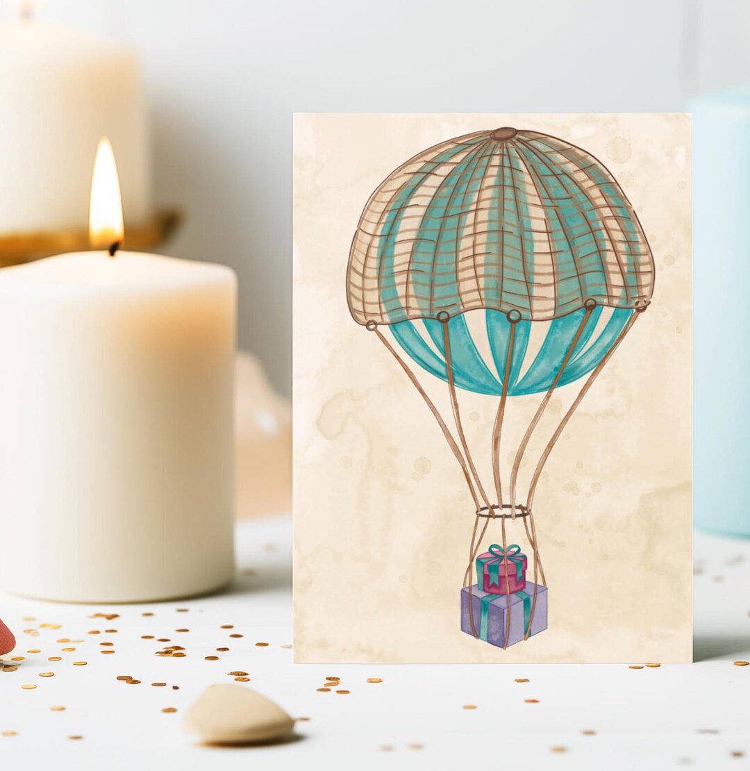 Hot Air Balloon Note Cards, Birthday Notecards, Bridal Shower Notecards ...