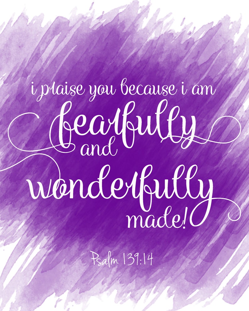 Psalms 13914 / 8x10 Print / Purple Watercolor / Bible Verse / Etsy