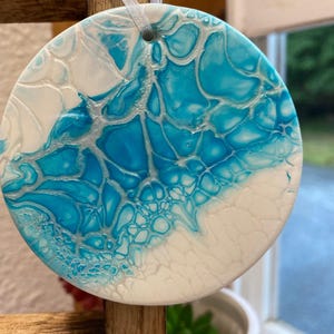 Unique Christmas Ornament, One Of A Kind Christmas Ornament, Silver Christmas Ornament, Blue Christmas Ornament, Ceramic Christmas Ornament