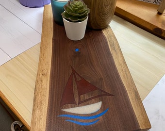 Charcuterie Cheese Board, Butter board, Live Edge, Solid Wood, King Crab, Beach House Decor, Sailing Lover