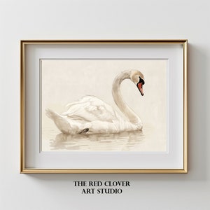 Swan Wall Art Print, Minimalist Animal Illustration (Digital Download)