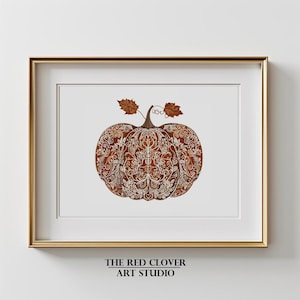 Atemberaubender Dekorierter Kürbis Druck Bauernhaus Halloween Herbst Dekor Herbst Haus Dekoration Saisonales Poster Boho Wand Kunst druckbares Kunstwerk N240