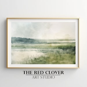 Abstract Watercolor Landscape Print Digital Art for Home Decor Green Wall Art Instant Download Minimalist Watercolor Painting N191