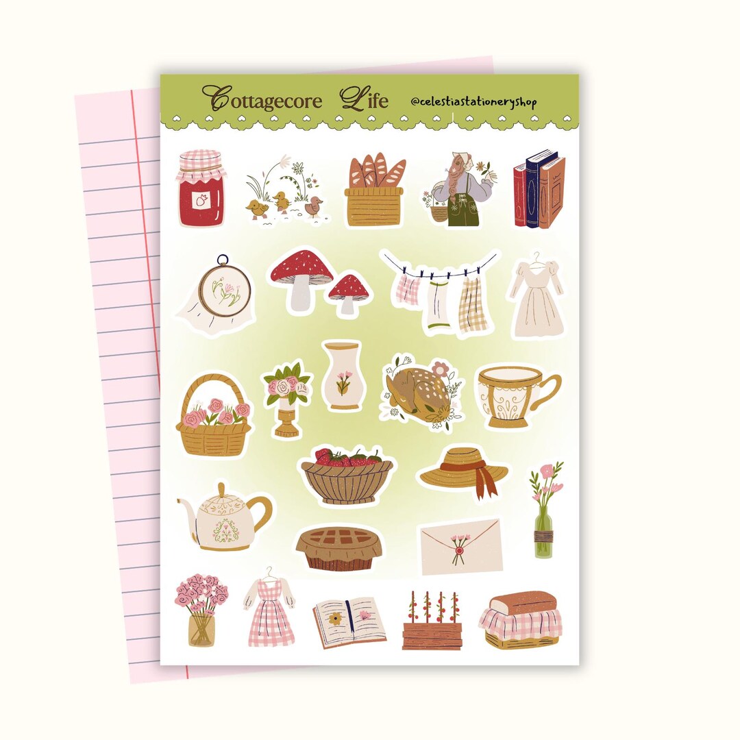 Cottagecore Life Sticker Sheet | Planner, Journal, Scrapbook Supplies ...