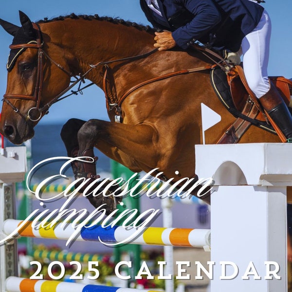 2025 Wall Calendar Jumping Horses | Monthly wall Planner | Premium Quality Paper | Jumping Show | Hunter I Small Christmas Equestrian Gift
