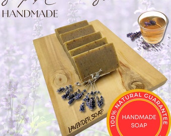 3 Bar Pure Lavender Soaps 100% Natural Handmade