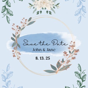 Blue Flower Wedding Invitation Postcard