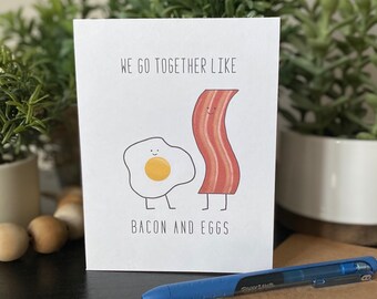 Bacon & Eggs card | blank inside | greeting card | hand-drawn | all-occasion | love | friendship | valentines | anniversary | A2 size