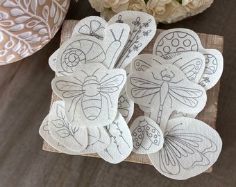 In the Garden Stick and Stitch embroidery pattern | 16 designs | peel and stick embroidery paper | pattern transfer patch