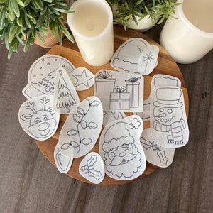 Merry Christmas Stick and Stitch embroidery pattern | 15 designs | peel and stick embroidery paper | pattern transfer patch