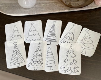 Oh Christmas Tree Stick and Stitch embroidery pattern | 9 designs | peel and stick embroidery paper | pattern transfer patch