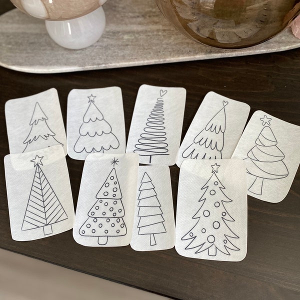 Oh Christmas Tree Stick and Stitch embroidery pattern | 9 designs | peel and stick embroidery paper | pattern transfer patch