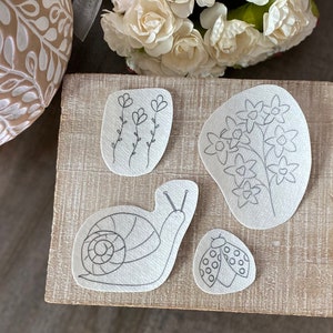 In the Garden Stick and Stitch embroidery pattern 16 designs peel and stick embroidery paper pattern transfer patch image 3