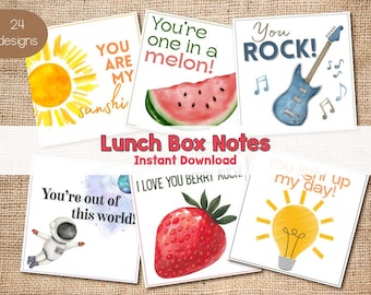 Notes de boîte à lunch | téléchargement numérique | encouragements | motivant | 24 modèles